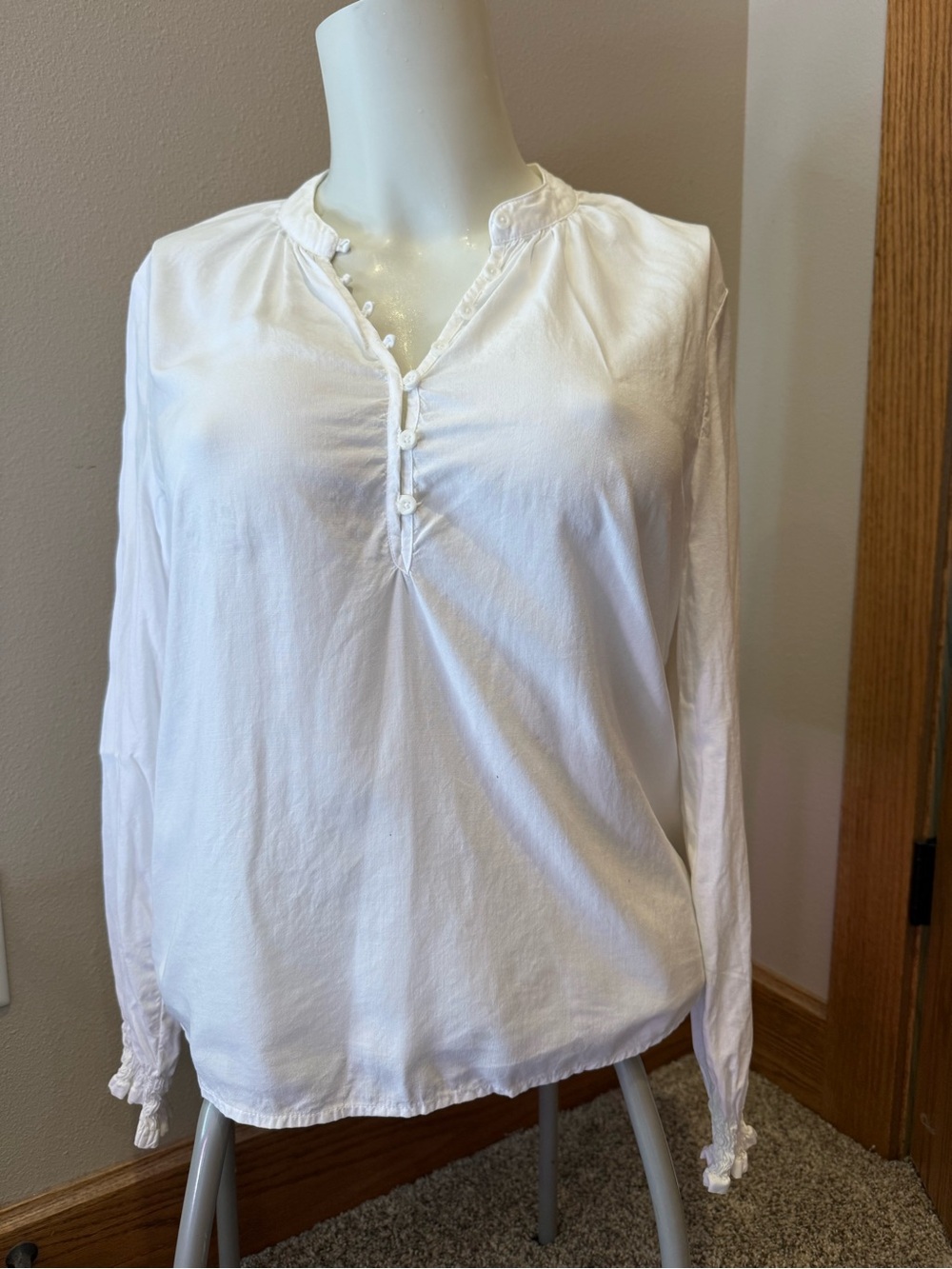 cloth & stone White Ruffle-Trim Henley Blouse